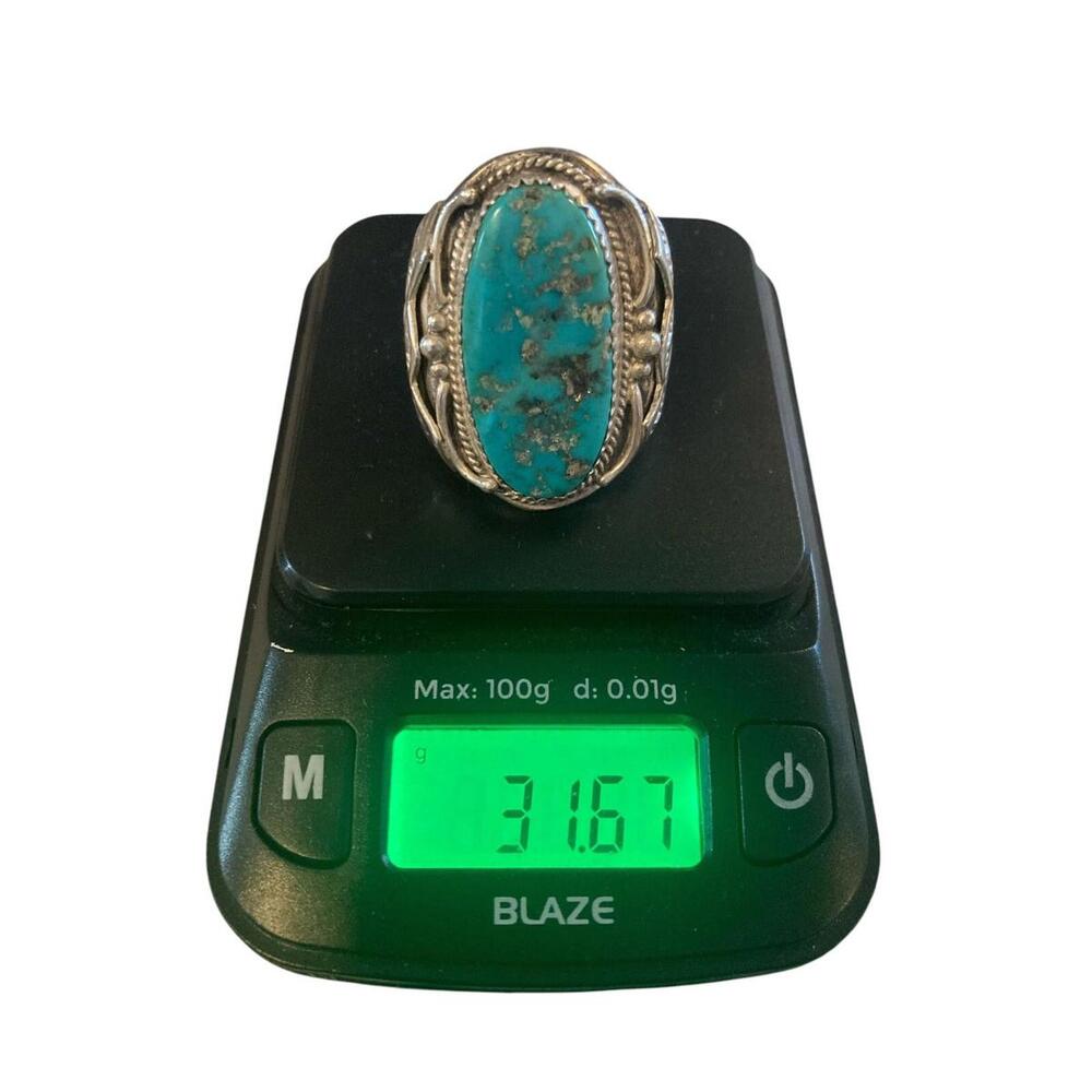 Native American Navajo Richard Begay Sterling Silver Turquoise Ring 10.25 - Picture 14 of 14